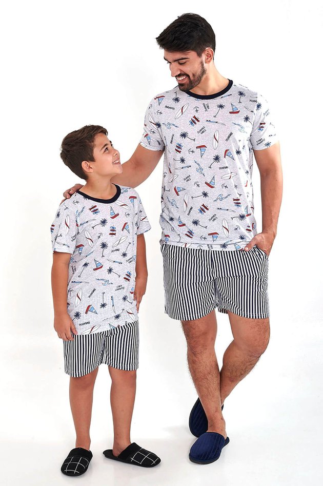 pijama pai e filho curto com shorts verao summer vibes 1