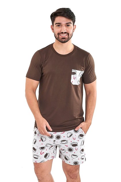 pijama masculino malha curto estampa coffee lovers 4