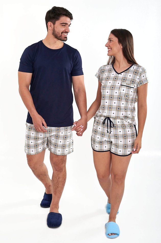 pijama casal combinando coracoes marinho 2