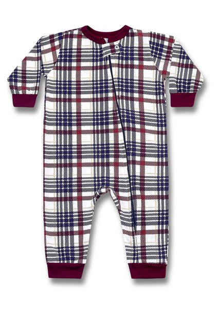 pijama macacao bebe comprido longo xadrez vinho mania pijamas 2