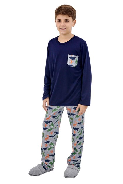 pijama masculino infantil menino inverno dinossauros marinho longo inverno mania pijamas 3
