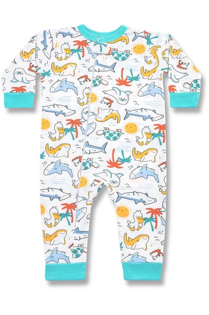 pijama macacao bebe longo inverno fundo do mar 2